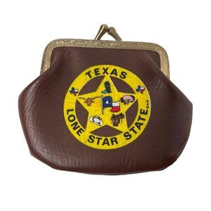 Vintage Kiss Lock Change Purse Texas Lone Star State Souvenir 60s 70s